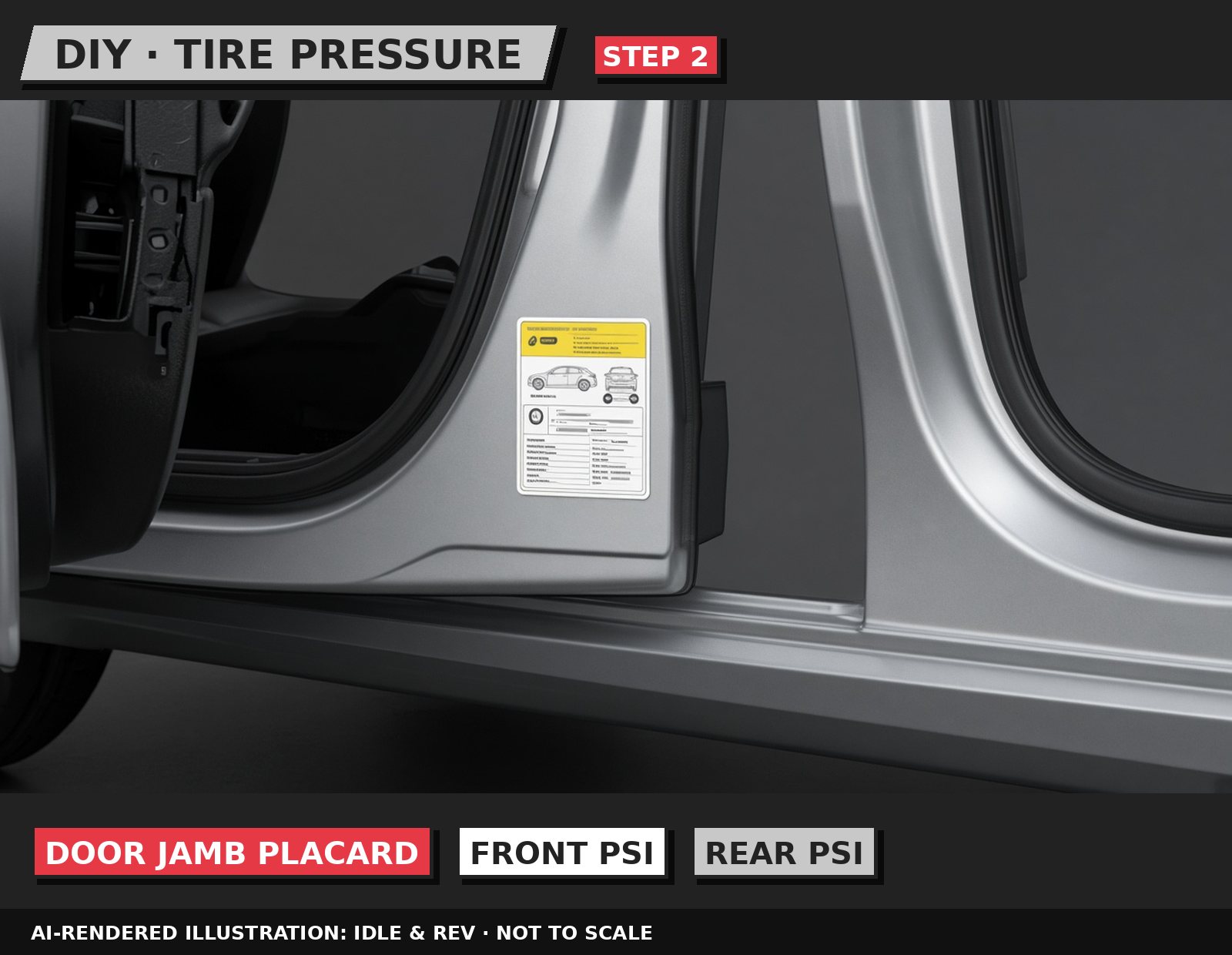 Idle & Rev illustration: Find the placard pressure