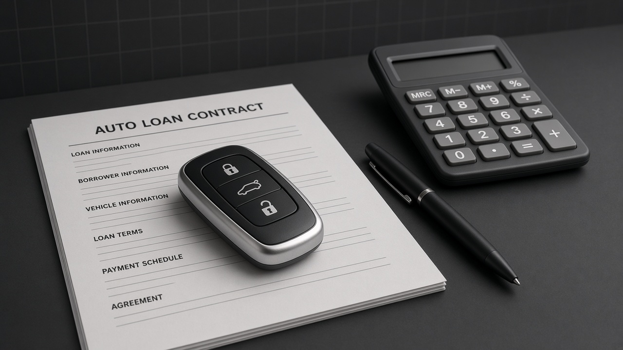 Illustration: auto loan paperwork